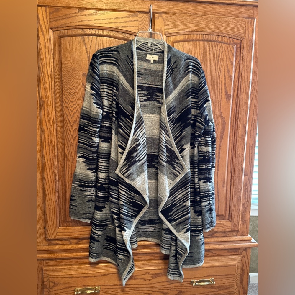 Lucky Brand Women's Striped wrap jacket - Navy and  Gray